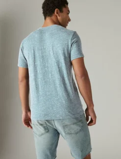 Lucky Brand linen short sleeve pocket crew neck tee blue bell*MEN Shirts & Tops