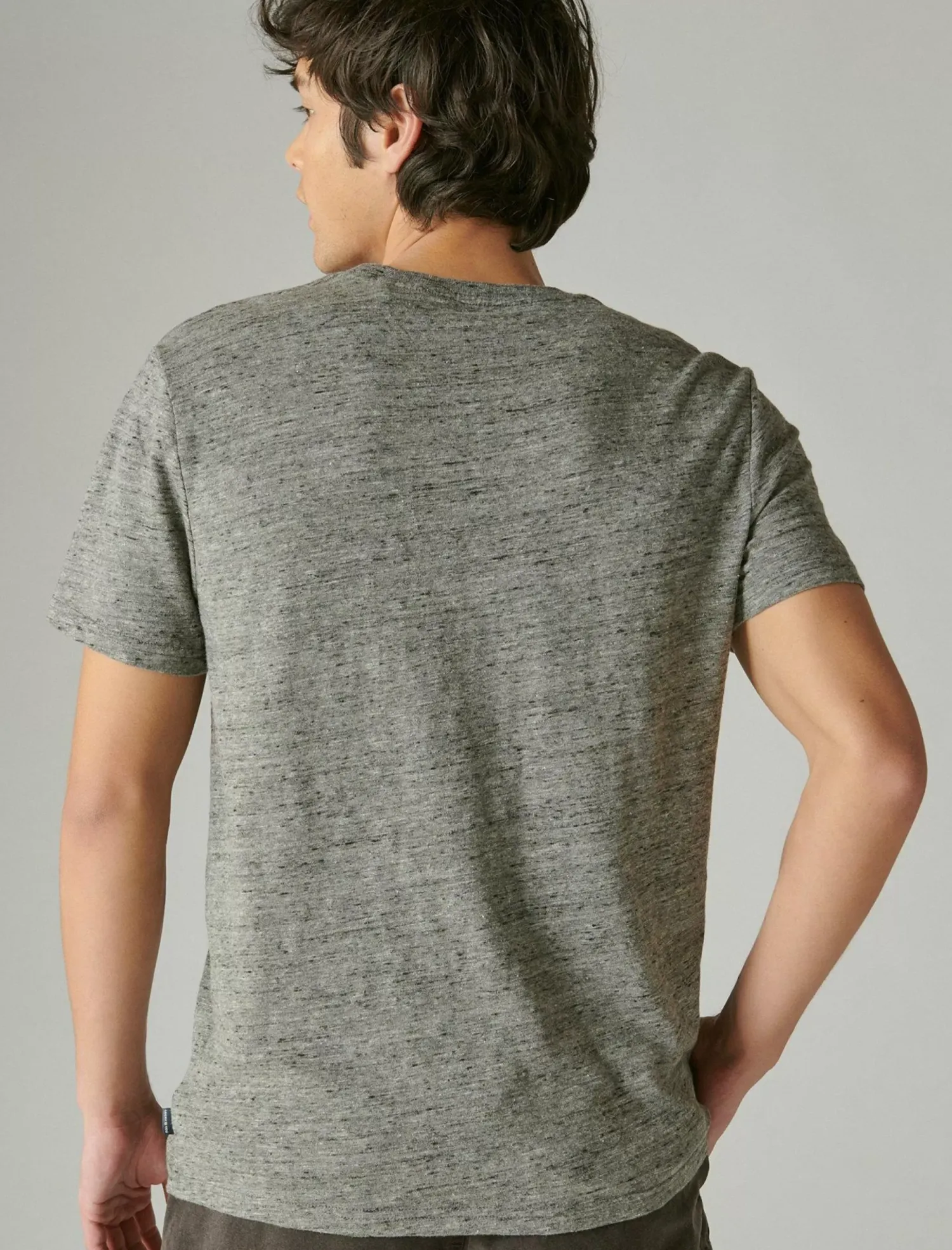 Lucky Brand linen short sleeve pocket crew neck tee heather grey*MEN Shirts & Tops