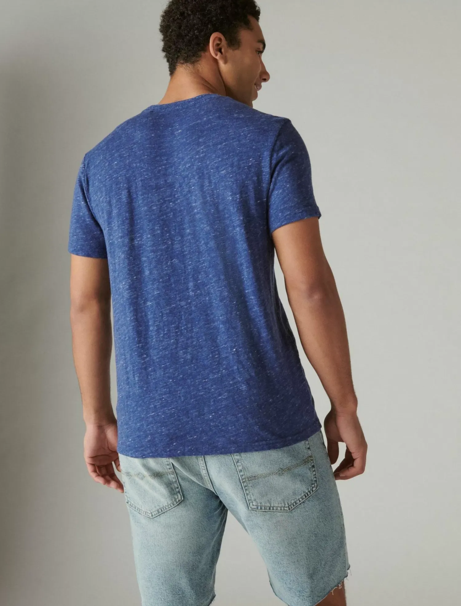 Lucky Brand linen short sleeve pocket crew neck tee #40065 blue depths*MEN Shirts & Tops