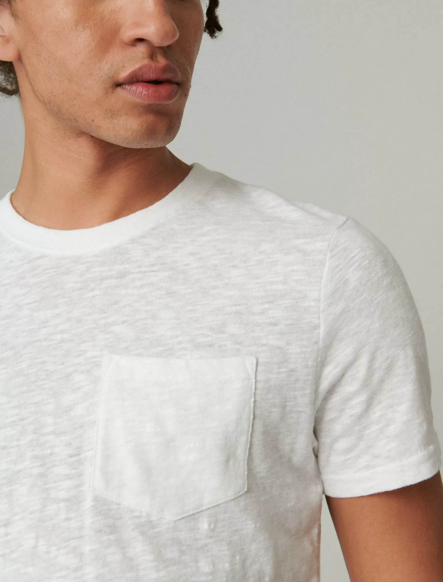 Lucky Brand linen short sleeve pocket crew neck tee bright white*MEN Shirts & Tops