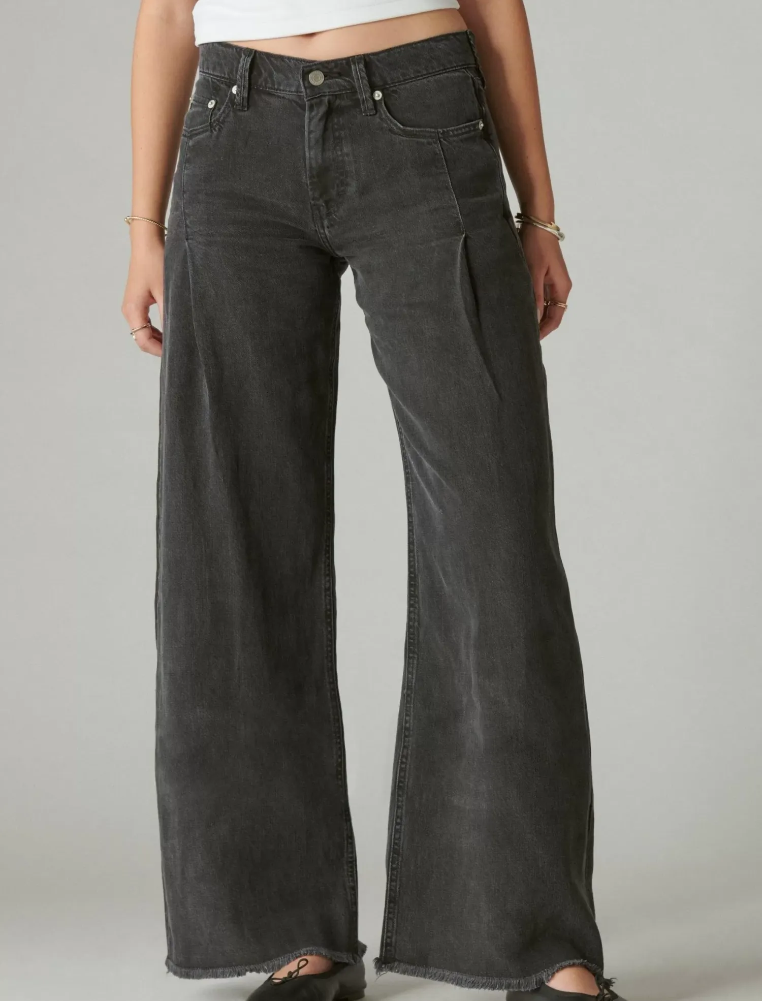Lucky Brand liquid denim luxe palazzo soft black*WOMEN|JEANS Jeans|Wide Leg
