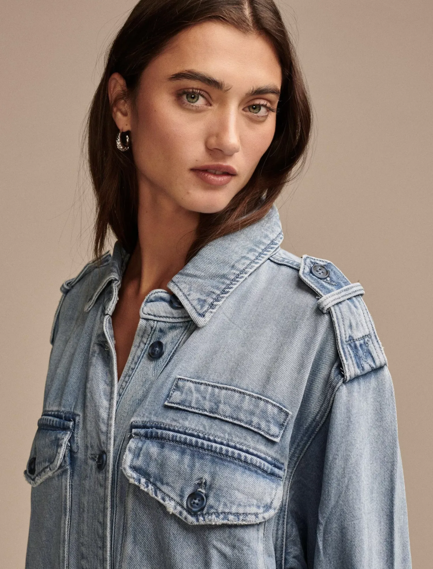 Lucky Brand liquid denim luxe utility jacket marine*WOMEN Jackets & Outerwear