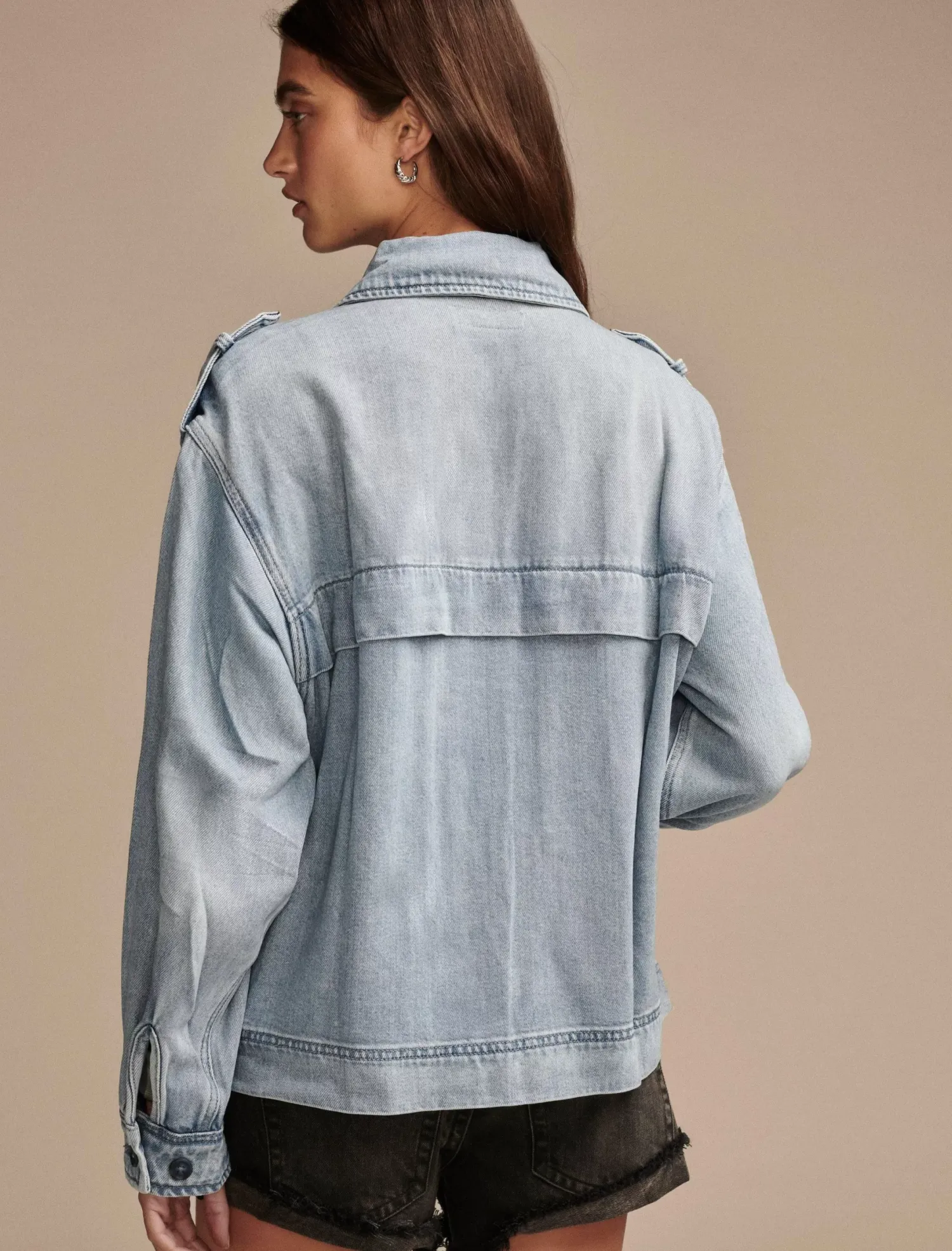 Lucky Brand liquid denim luxe utility jacket marine*WOMEN Jackets & Outerwear