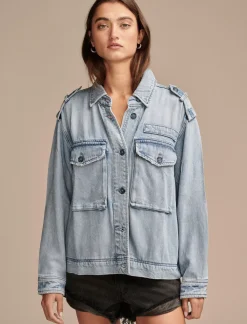 Lucky Brand liquid denim luxe utility jacket marine*WOMEN Jackets & Outerwear