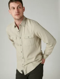 Lucky Brand lived-in long sleeve utility shirt silver sage*MEN Button-Downs