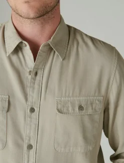 Lucky Brand lived-in long sleeve utility shirt silver sage*MEN Button-Downs