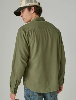 Lucky Brand lived-in long sleeve utility shirt deep lichen green*MEN Button-Downs