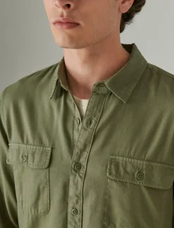 Lucky Brand lived-in long sleeve utility shirt deep lichen green*MEN Button-Downs