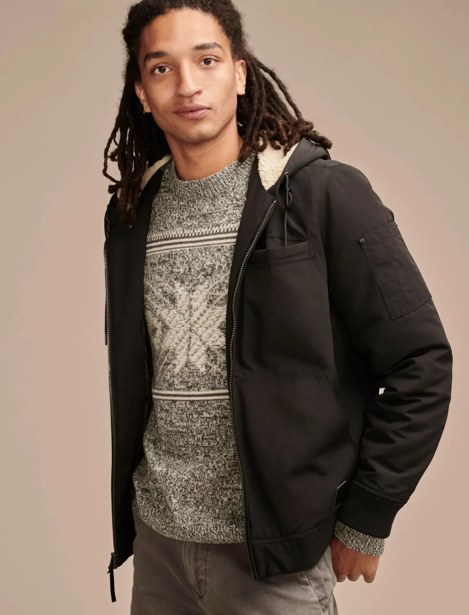 Lucky Brand lodi taslon hoody black*MEN Jackets & Outerwear