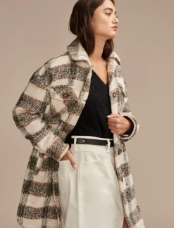 Lucky Brand long plaid shirt jacket open whte/natural*WOMEN Jackets & Outerwear