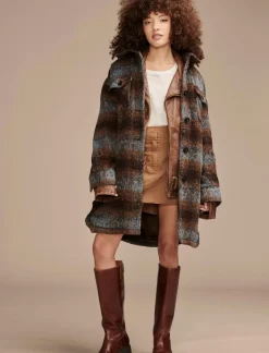 Lucky Brand long plaid shirt jacket dark brown*WOMEN Jackets & Outerwear