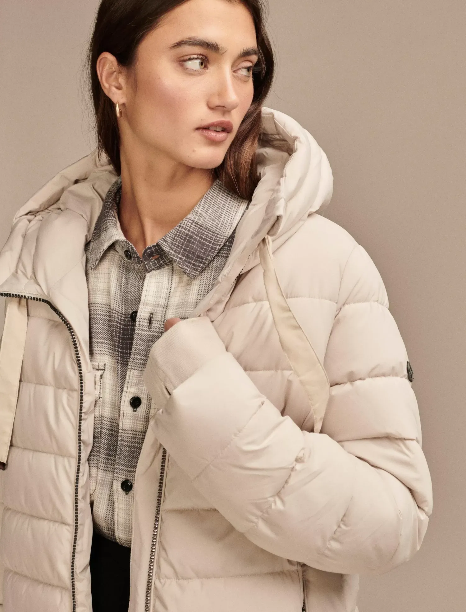 Lucky Brand long puffer coat light beige*WOMEN Jackets & Outerwear