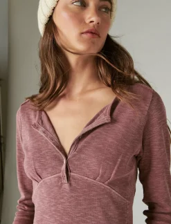 Lucky Brand long sleeve knit henley rose brown*WOMEN Knit Tops