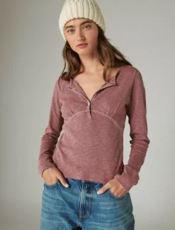 Lucky Brand long sleeve knit henley rose brown*WOMEN Knit Tops