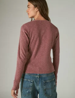 Lucky Brand long sleeve knit henley rose brown*WOMEN Knit Tops