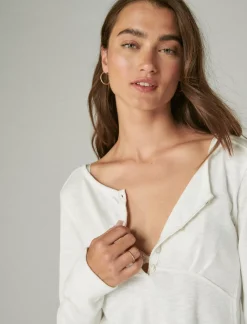 Lucky Brand long sleeve knit henley whisper white*WOMEN Knit Tops
