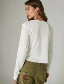 Lucky Brand long sleeve knit henley whisper white*WOMEN Knit Tops