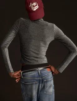 Lucky Brand long sleeve lurex top silver*WOMEN Knit Tops
