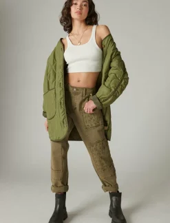 Lucky Brand longline quilted liner jacket olive*WOMEN Jackets & Outerwear