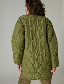 Lucky Brand longline quilted liner jacket olive*WOMEN Jackets & Outerwear