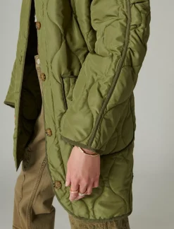 Lucky Brand longline quilted liner jacket olive*WOMEN Jackets & Outerwear