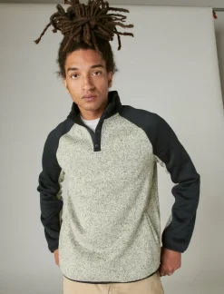 Lucky Brand los feliz fleece color block mock neck blue multi*MEN Activewear