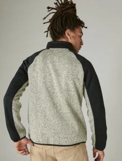 Lucky Brand los feliz fleece color block mock neck blue multi*MEN Activewear