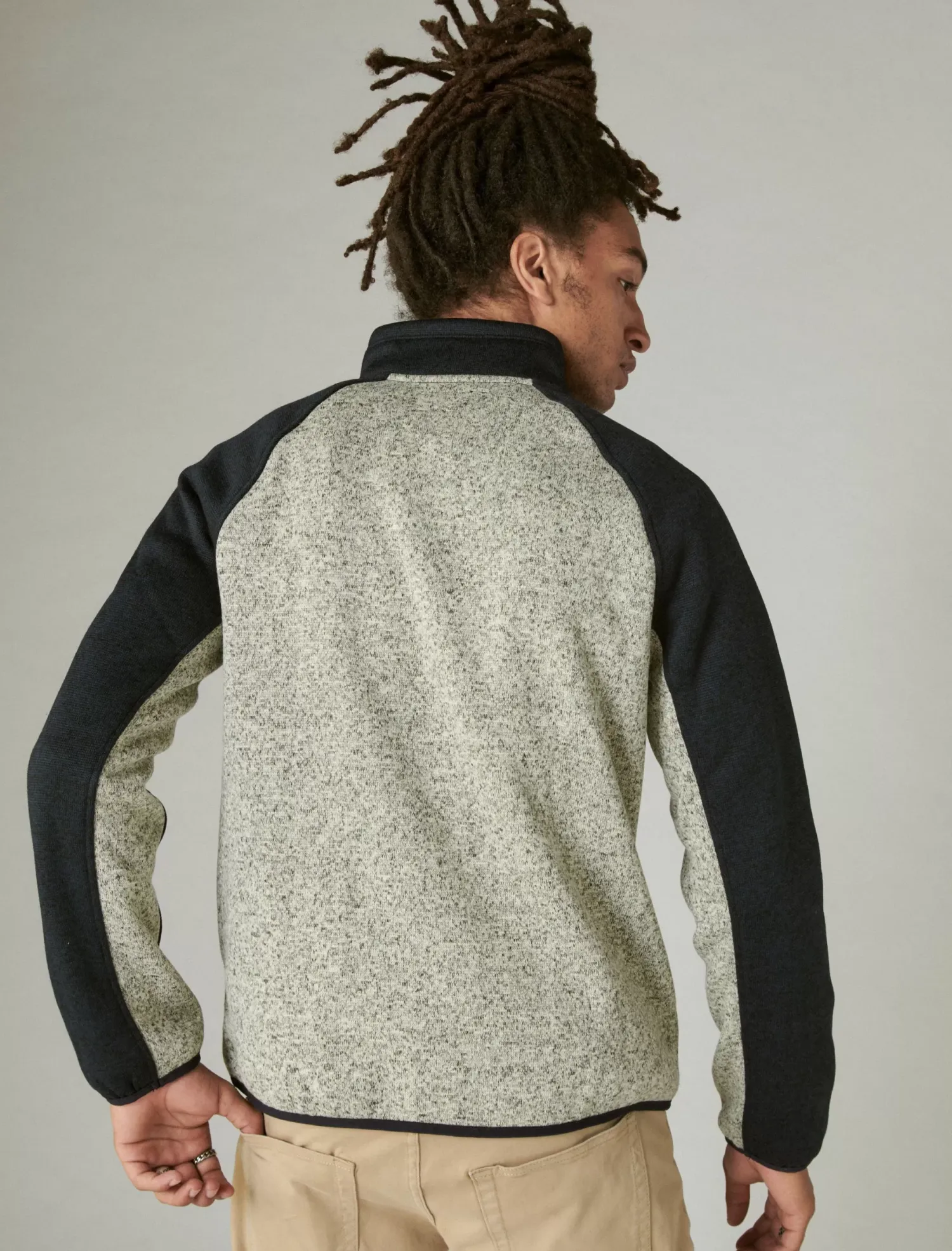 Lucky Brand los feliz fleece color block mock neck blue multi*MEN Activewear