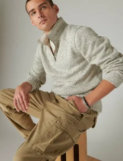Lucky Brand los feliz half zip mockneck 104 cream*MEN Activewear
