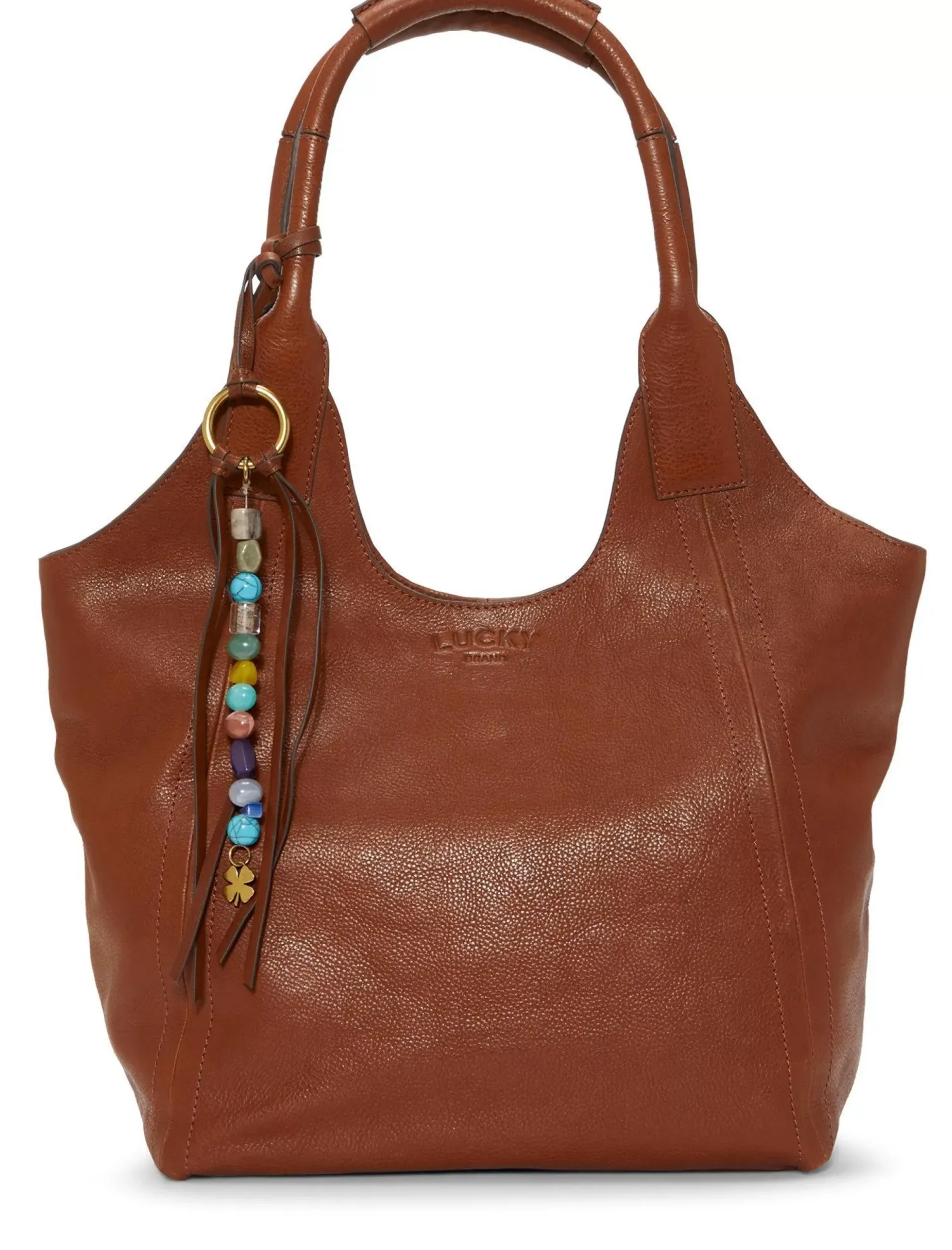 Lucky Brand love beaded leather tote dark brown*WOMEN Handbags