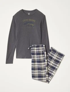 Lucky Brand l/s thermal crew & flannel pant giftset multi*MEN Underwear & Sleepwear|Loungewear
