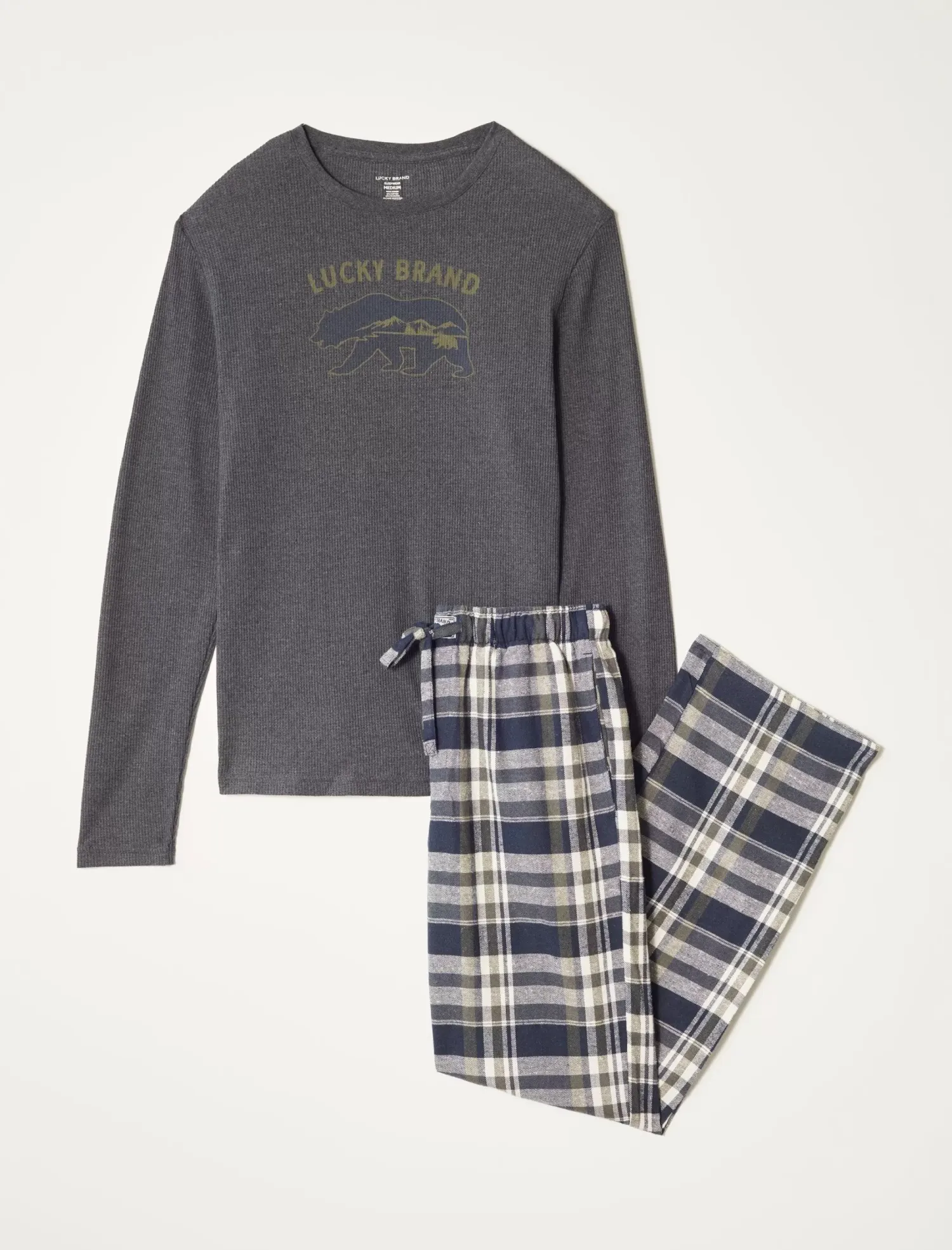 Lucky Brand l/s thermal crew & flannel pant giftset multi*MEN Underwear & Sleepwear|Loungewear