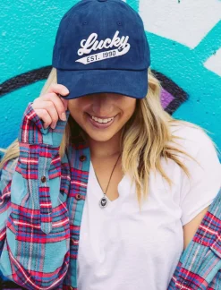 Lucky Brand lucky 1990 embroidered dad hat dark blue*MEN|WOMEN Hats