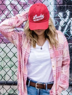 Lucky Brand lucky 1990 embroidered dad hat dark red*MEN|WOMEN Hats