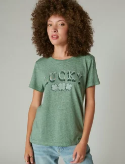 Lucky Brand lucky arch classic crew pine ridge*WOMEN Graphic Tees