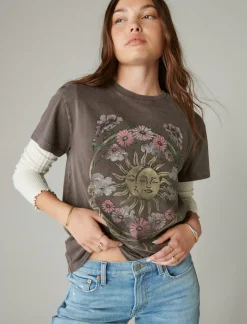 Lucky Brand lucky celestial frame shale*WOMEN Graphic Tees