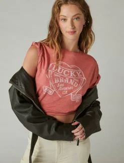 Lucky Brand lucky heart boyfriend tee baked apple*WOMEN Graphic Tees