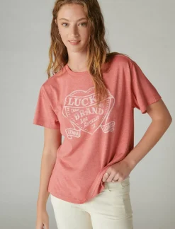 Lucky Brand lucky heart boyfriend tee baked apple*WOMEN Graphic Tees