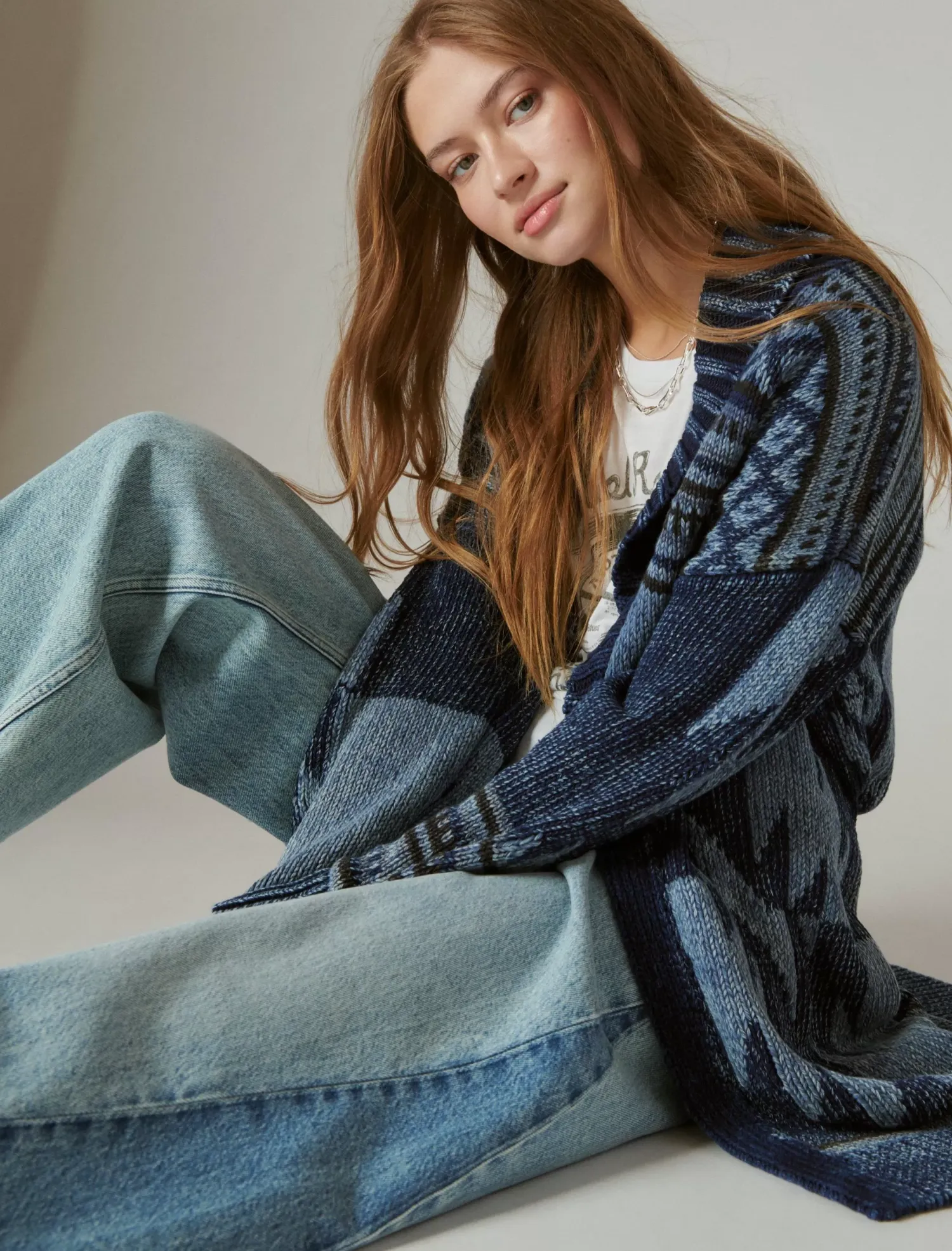 Lucky Brand lucky heritage cardigan denim combo*WOMEN Sweaters & Sweatshirts