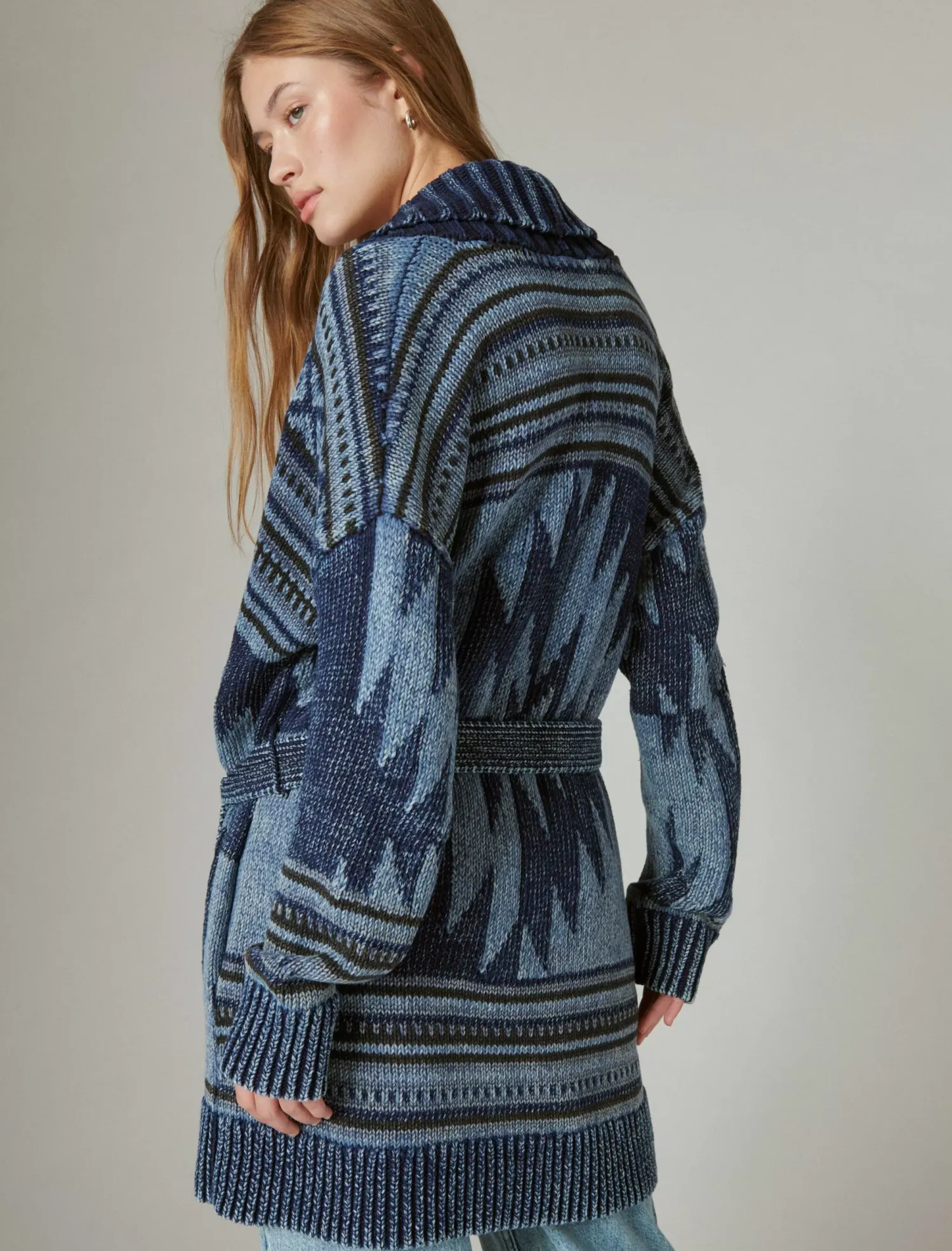 Lucky Brand lucky heritage cardigan denim combo*WOMEN Sweaters & Sweatshirts