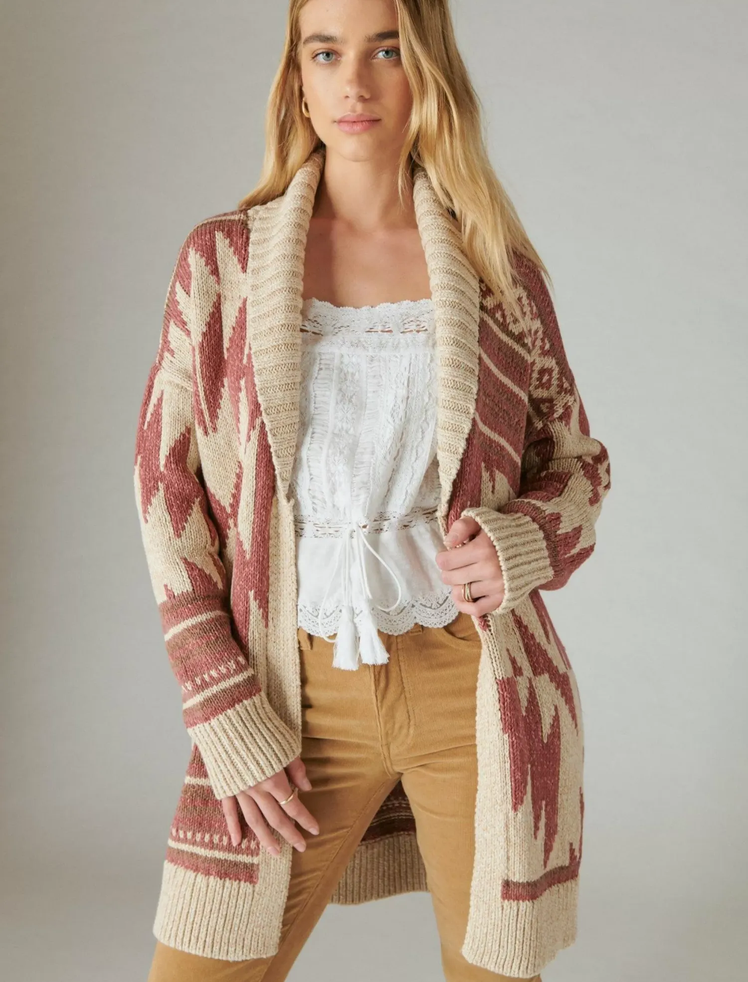 Lucky Brand lucky heritage cardigan apple butter combo*WOMEN Sweaters & Sweatshirts