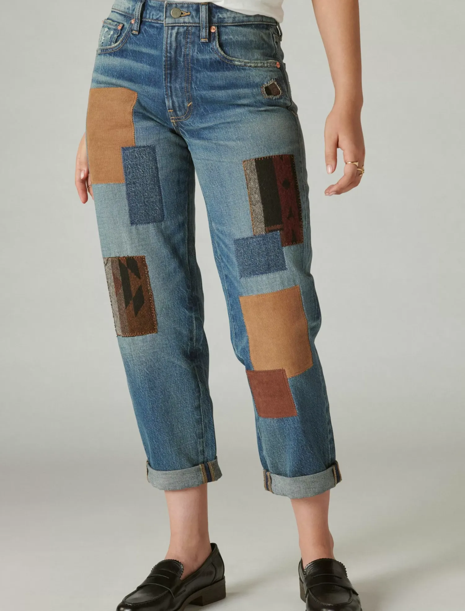 Lucky Brand lucky legend mid rise boy high bluff patchwork*WOMEN|JEANS Jeans|Boyfriend