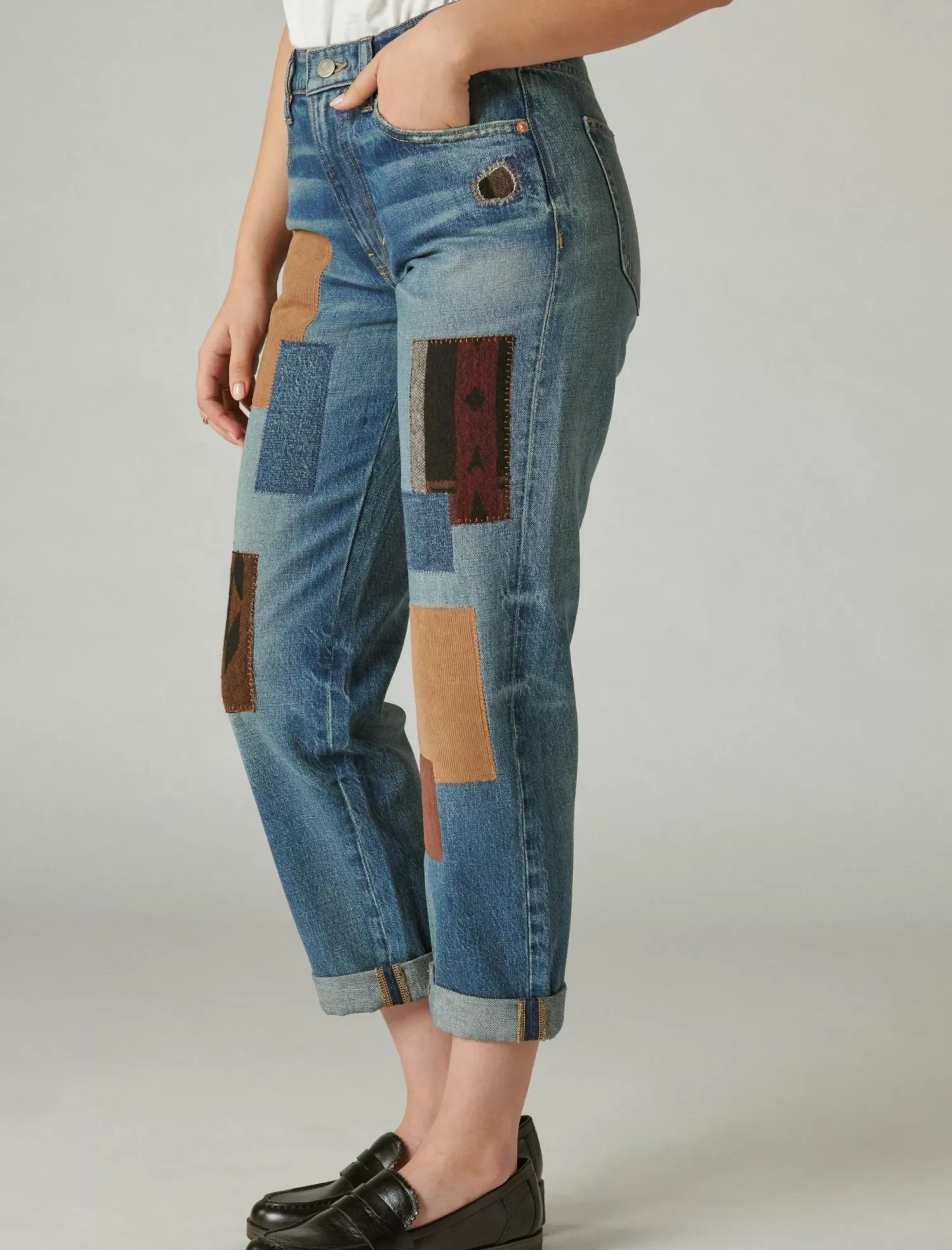 Lucky Brand lucky legend mid rise boy high bluff patchwork*WOMEN|JEANS Jeans|Boyfriend