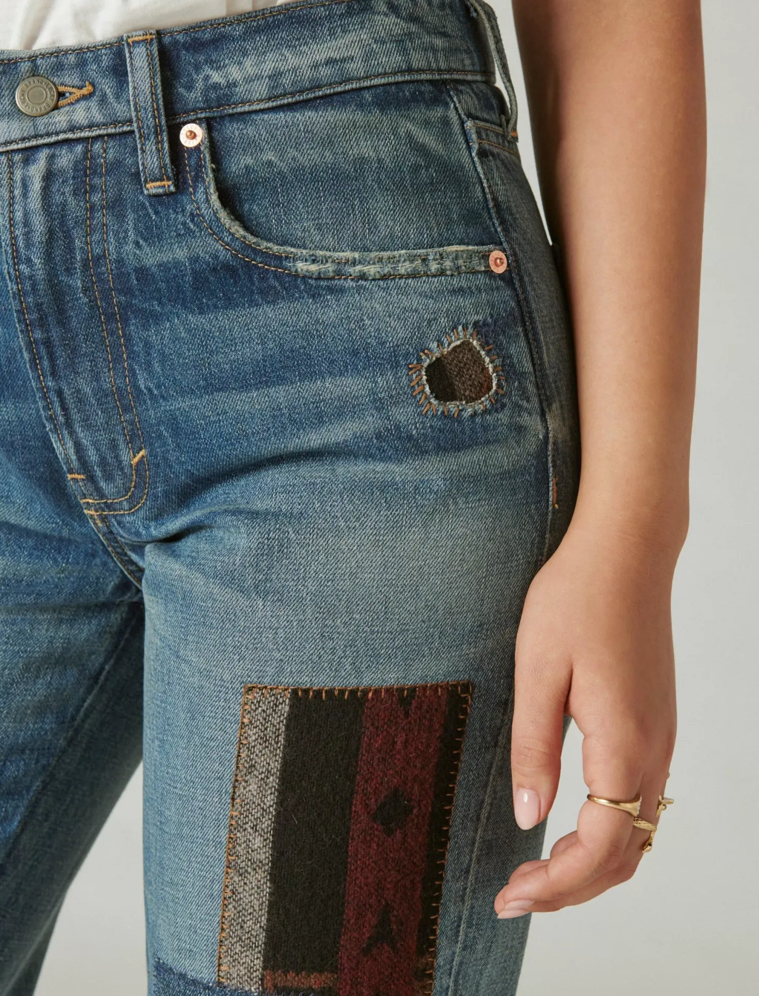 Lucky Brand lucky legend mid rise boy high bluff patchwork*WOMEN|JEANS Jeans|Boyfriend