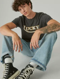 Lucky Brand lucky moto logo tee jet black*MEN Graphic Tees