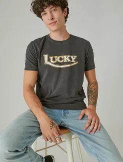 Lucky Brand lucky moto logo tee jet black*MEN Graphic Tees