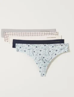 Lucky Brand lucky printed thong 5 pk open white/natural*WOMEN Intimates & Sleepwear