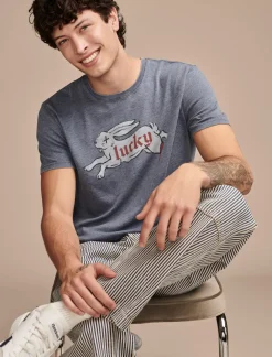 Lucky Brand lucky rabbits foot ensign blue*MEN Graphic Tees