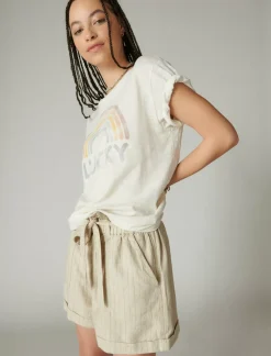 Lucky Brand lucky rainbow boyfriend tee whisper white*WOMEN Graphic Tees