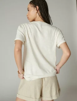Lucky Brand lucky rainbow boyfriend tee whisper white*WOMEN Graphic Tees